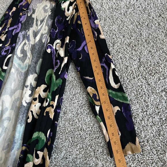 Chico's Woman's Sz Large Scroll Print Cardigan Sweater Ling Sleeve - Picture 6 of 11